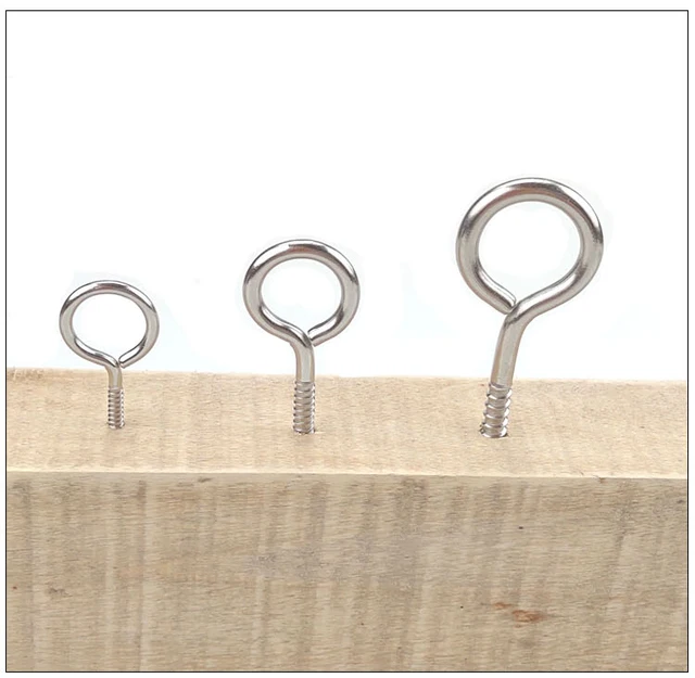 5pcs M3/M4/M5/M6 304 Stainless Steel Light Hook Ring Question Mark hooks  Sheep Eye Hook Screws Wood Self-tapping Screw Hooking