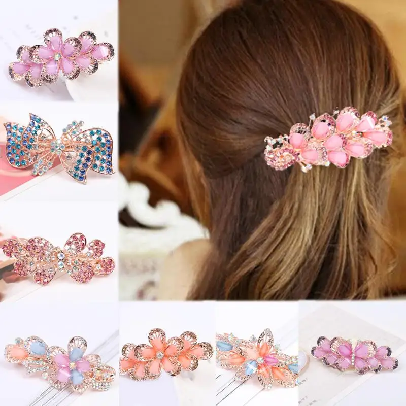 

Заколка для волос с кристаллами в виде цветов и бабочек