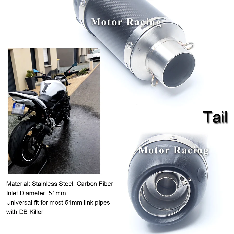 Глушитель для мотоцикла Escape 51 дБ выхлопная труба из углеродного волокна MT09 MT07 MT05