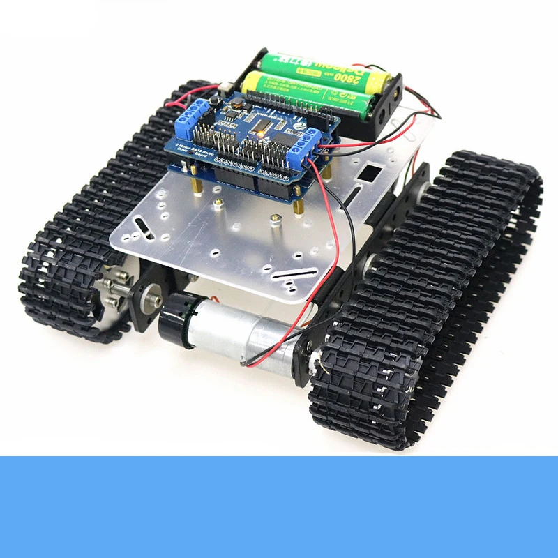 Wi-Fi беспроводной контроль мини T100 металлический RC робот танк шасси комплект+ espduv1 контроллер комплект высокий крутящий момент двигатель DIY для Arduino