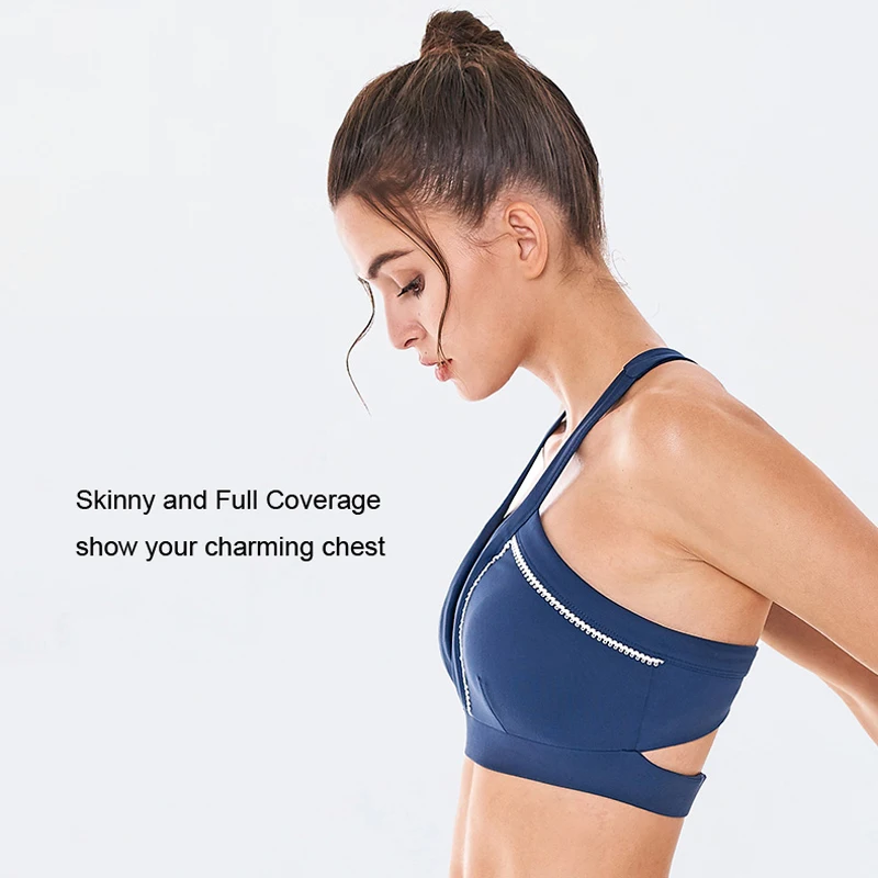 Женский спортивный бюстгальтер с лямкой на шее сетчатый дышащий глубокий v