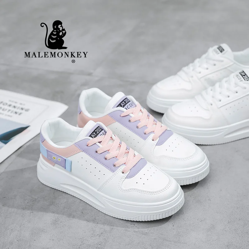 

2021 New Fashion Women Shoes Casual Comfortable Lace Up Flat Shoes Outdoor Breathable Non Slip Ladies Sneakers White