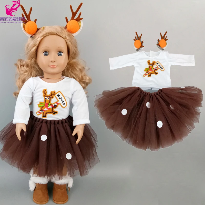 

18-дюймовые куклы девушки костюмы оленей платье повязка на голову 43 см для ухода за ребенком для мам Одежда для детей, детская мода Кукла одеж...