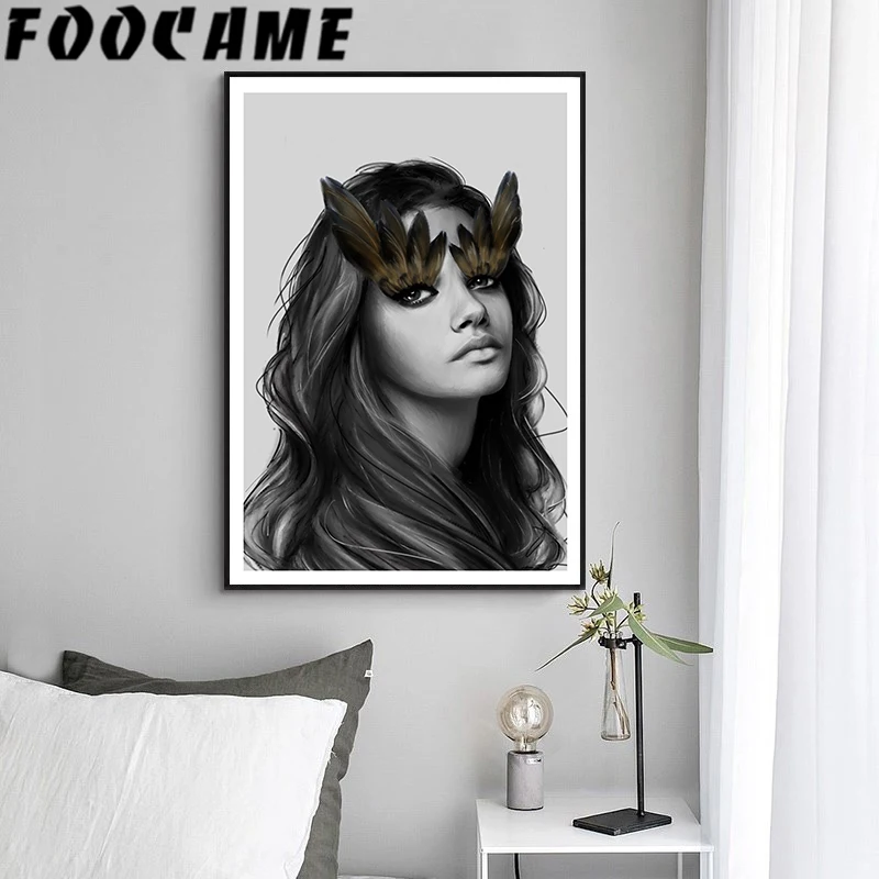 Современный декоративный абстрактный Рисунок гостиной черно-белый женский