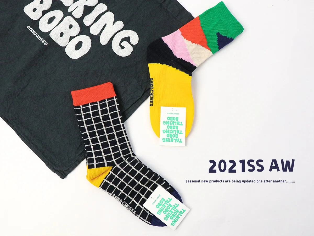 

Детские носки, осень/зима 2021, новые тонкие цветные подходящие клетчатые чулки для маленьких девочек