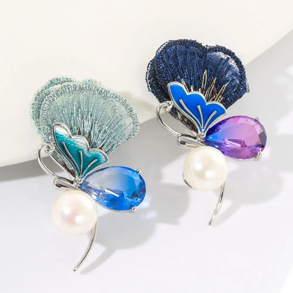 Броши Neoglory в китайском классическом стиле с бабочкой для женщин булавки жемчугом