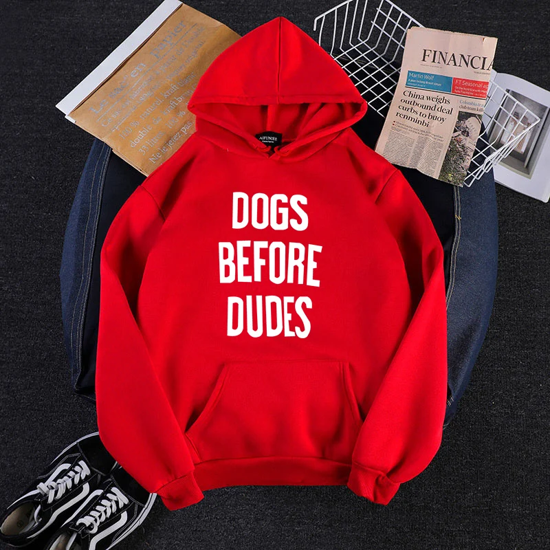 Plus Size Women Harajuku Hooded Sweatshirt Street Clothing 2019 New Autumn Long Sleeve Thicken Dogs Before Dudes Letters Print | Женская