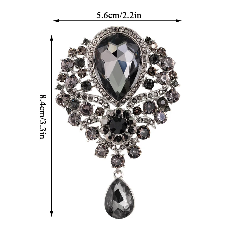 

Crystal Fashion Elegant Jewelry Pins Waterdrop Women Brooches Flower Brooches Vintage Gifts Big Casual Brooch Wedding Pins