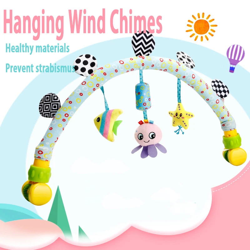 Sonajeros de felpa suave para cochecito, juguetes de felpa para ni&ntilde;os, campana de anillo con sonido, juguetes colgantes, campana para cuna y cama-0