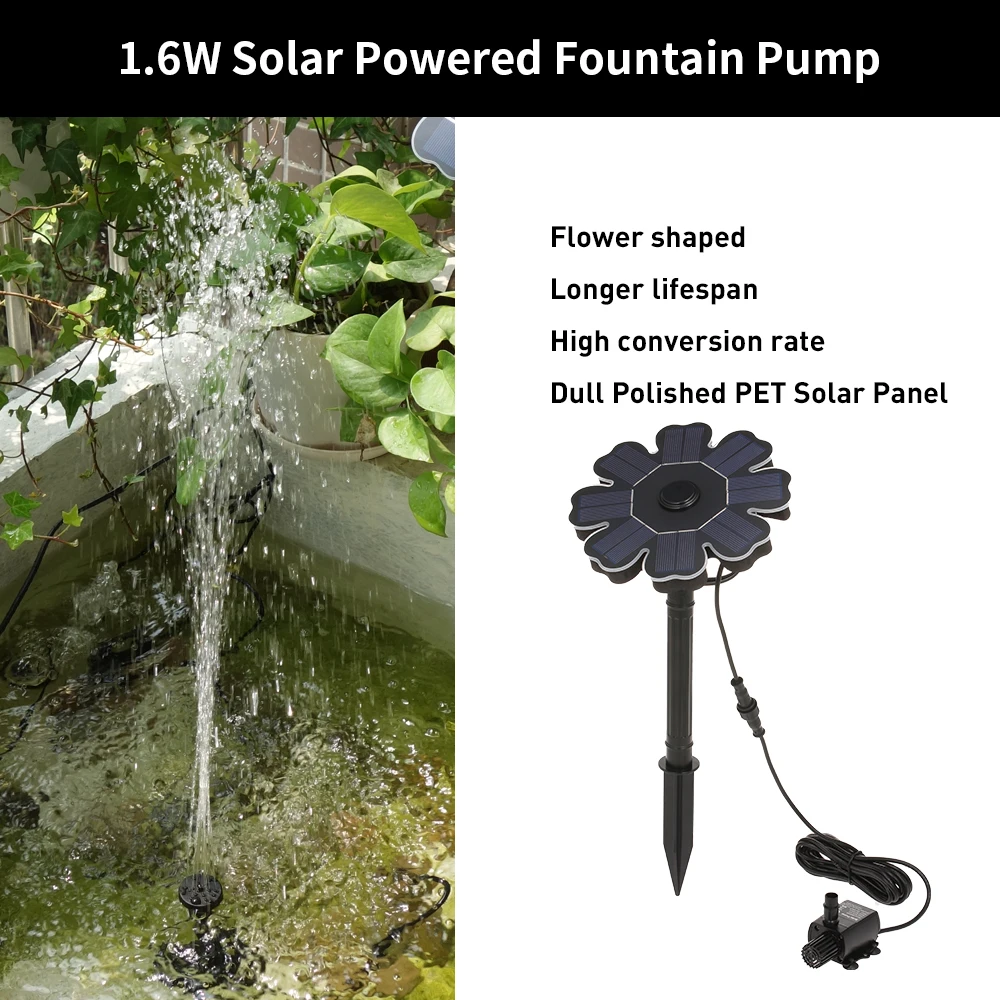 

Outdoor Solar Fountain Pump for Bird Bath Garden Solar Panel Water Fountain Brushless Pump DC 5-12V for Garden Pond Decoration