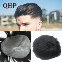 qhp men toupee 100 indian human hair mens capillary prothesis v loop replacement system 6 inch natural hairpiece wigs for man