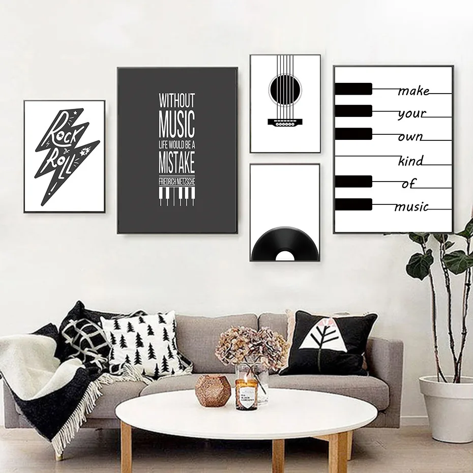 

Abstract Piano Keyboard Sheet Music Canvas Painting Art Nordic Posters and Prints Wall Pictures for Living Room Decor Frameless
