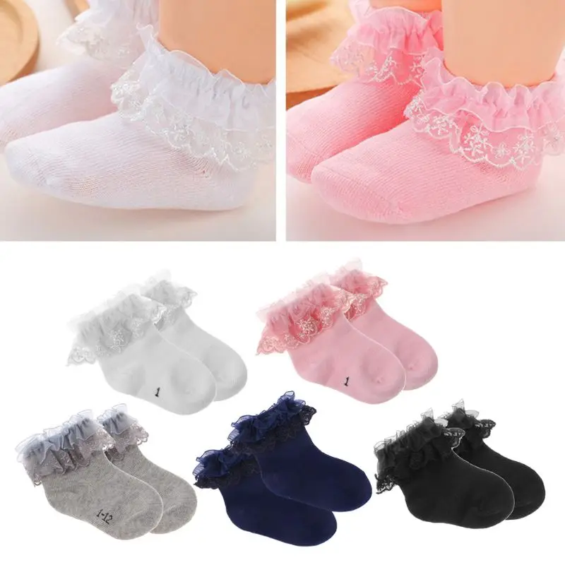 

Newborn Baby Cotton Socks Lace Princess Combed Socks for Girls Infant Babe Socks