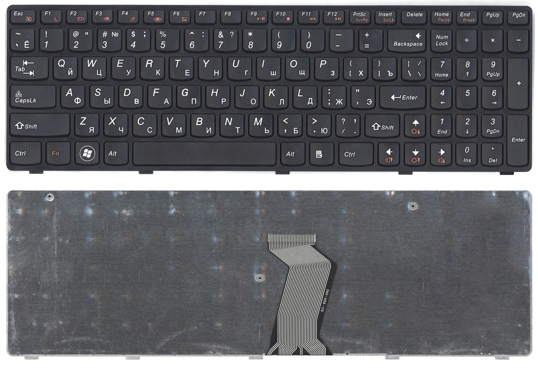 Клавиатура для Lenovo Ideapad G580 G585 Z580 Z585 Z780 G780 V580 Series Русская Чёрная с черной рамкой