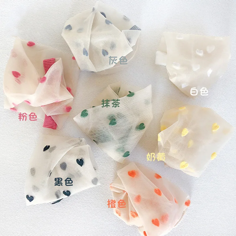 Сексуальные ультратонкие носки женские прозрачные шелковые с сердечками летние