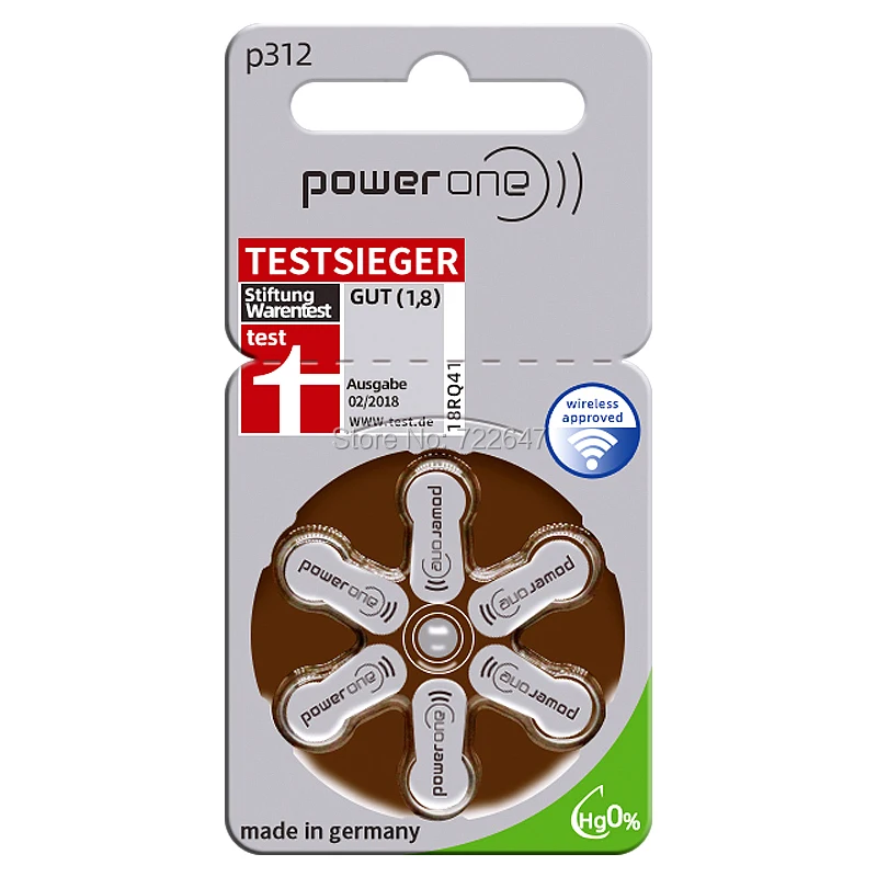 30 шт. Powerone батарейки для слуховых аппаратов p312 / 312 a312 pr41 кВт в слуховые аппараты