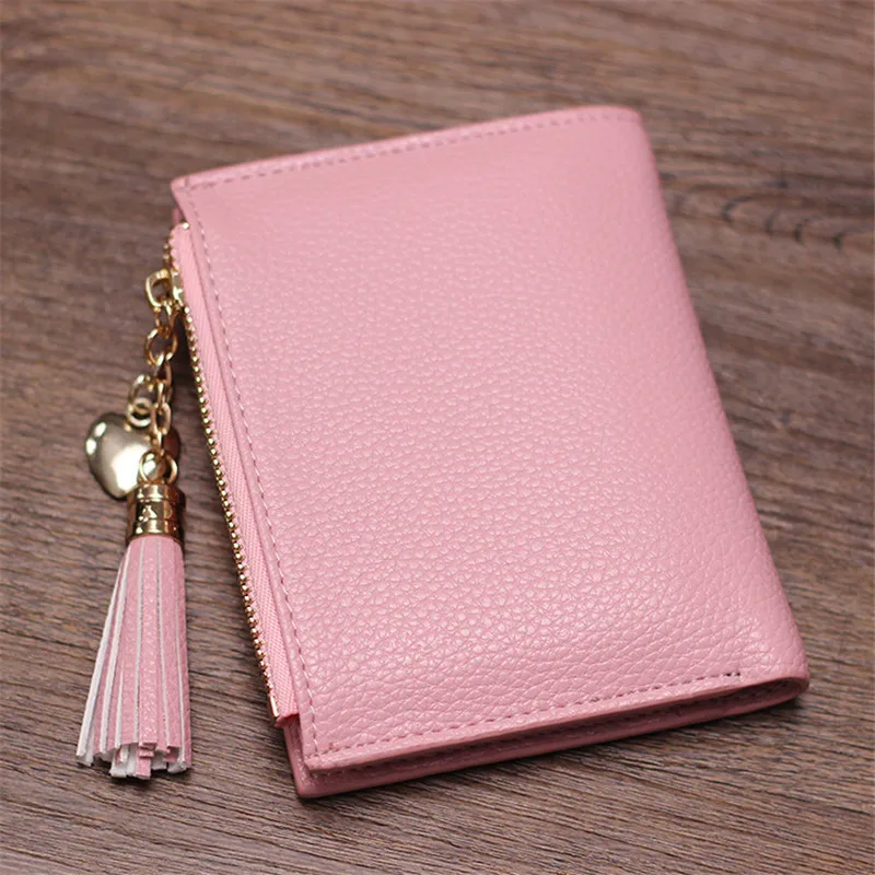 Маленький женский кошелек с кисточкой роскошный брендовый кожаный коротким