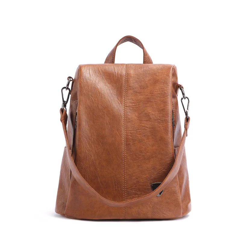 

Women'S Anti-Theft Soft Leather Waterproof Backpack Fashion All-Match Travel Bag Lightweight And Comfortable Shoulder Packet