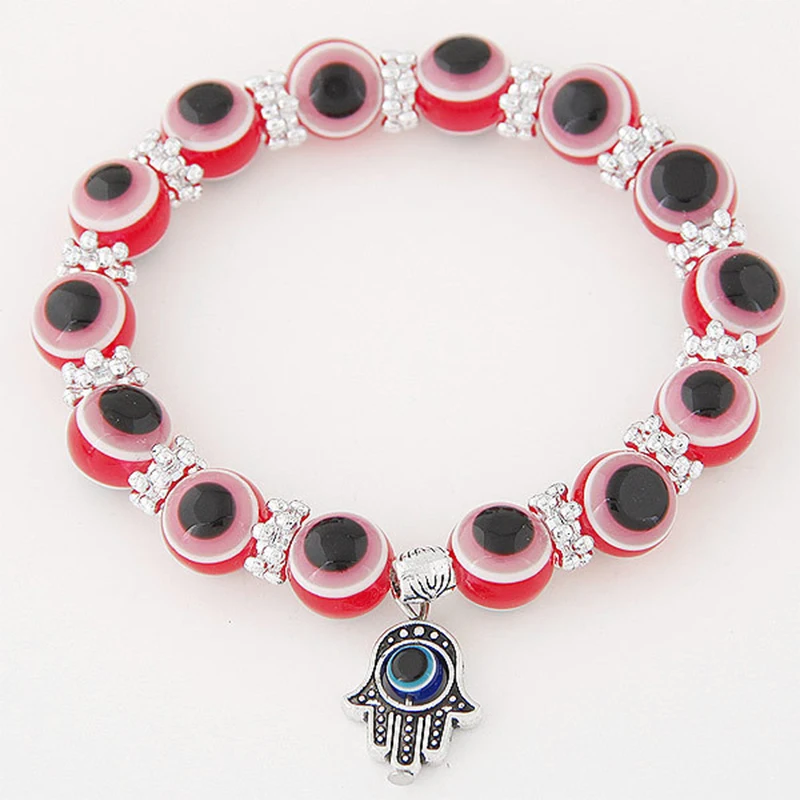 

Hot New Alloy Blue Red Green Black Color Evil Eye Lucky Eye Chain Bracelet Women's Jewelry Bracelet