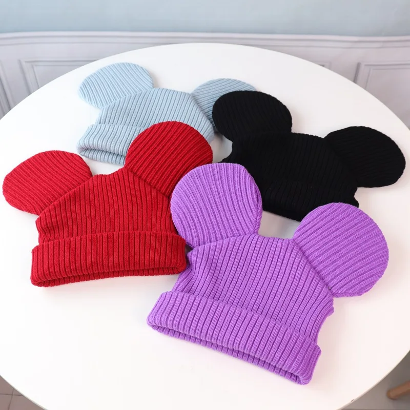 Детские шапки новинка 2020 зимние вязаные для родителей и детей с большими ушами