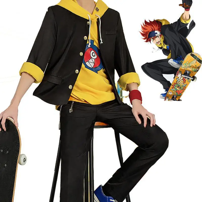 

Yellow Hoodie Sweatshirt Jacket Sk Eight Skateboard Outfit Anime Cospaly 2021 New Sk8 The Infinity Cosplay Costume Reki