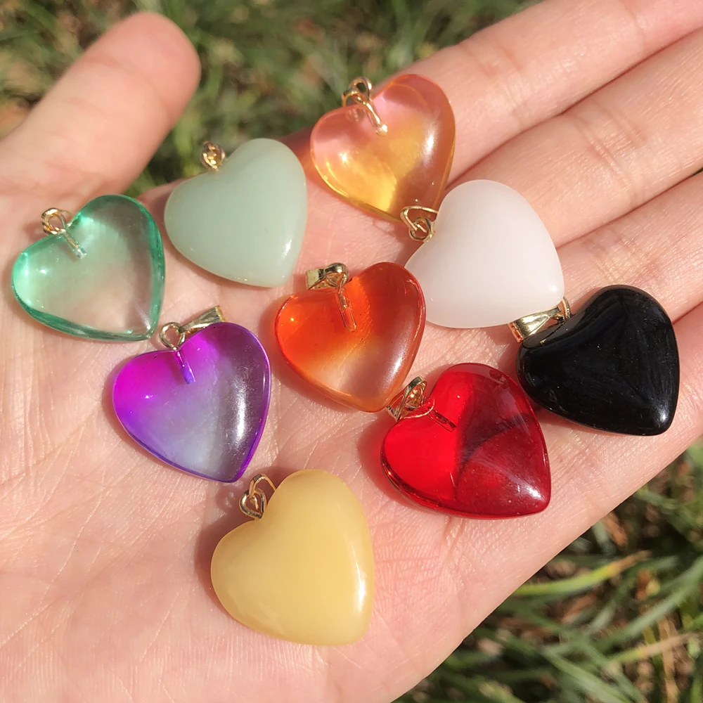 

20mm Gradient Czech Lampwork Crystal Glass Heart Beads Charms pendant DIY Handmade jewelry making Necklaces earrings accessories