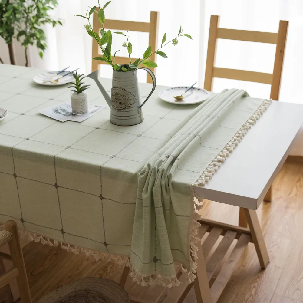 

Plaid Decoration Tablecloth Tassel Dining Table Cover Party Wedding Home Kitchen Rectangular Tablecloth