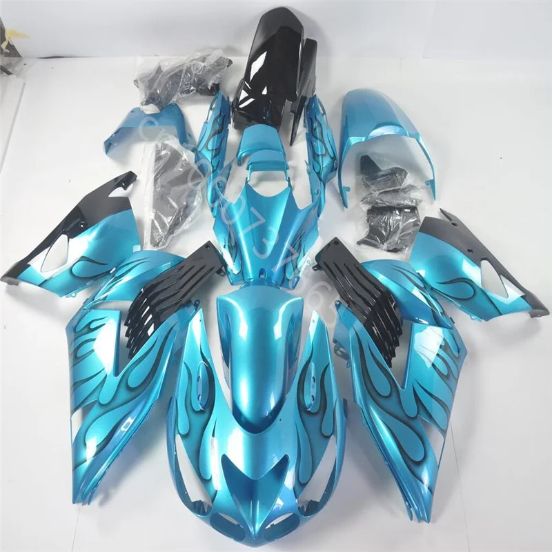 

Новый комплект обтекателей для Kawasaki Ninja ZX14R 2006-2011 ZZR 14 06 07 08 09 10 11 обтекатель корпуса с синим черным пламенем (литьё под давлением)