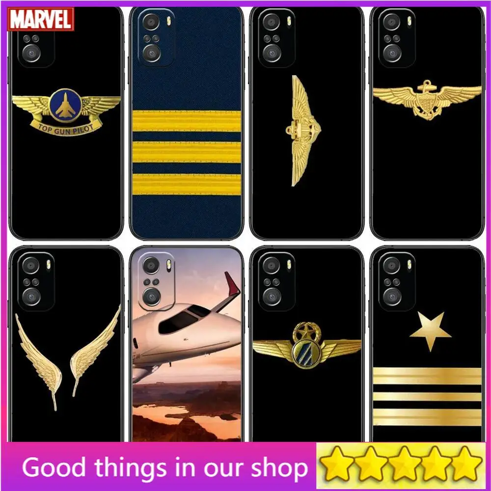 

Airplane Pilot Epaulette Phone Case For xiaomi redmi 11 Lite pro Ultra 10 9 8 MIX 4 FOLD 10T Black Cover Silicone Back Prett