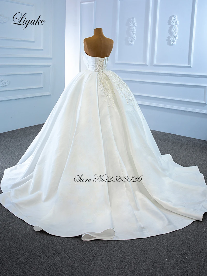 Liyuke изысканное бальное платье без рукавов с вырезом лодочкой свадебное
