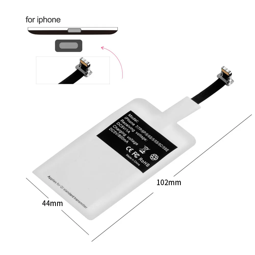 For iphone QI беспроводной приемник зарядного устройства для iPhone 5SE 7 6 6S Plus Универсальный адаптер для беспроводной зарядки Модуль для микро-usb тип-c чип - Тип штекера: For iphone