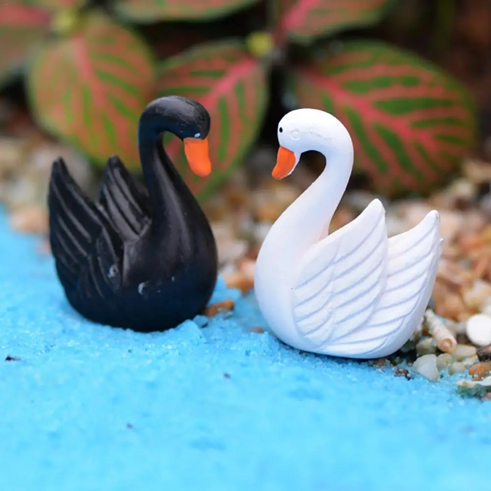 2 шт./лот Лебедь черный белый Cygnus озеро Модель маленькая статуя фигурка микро