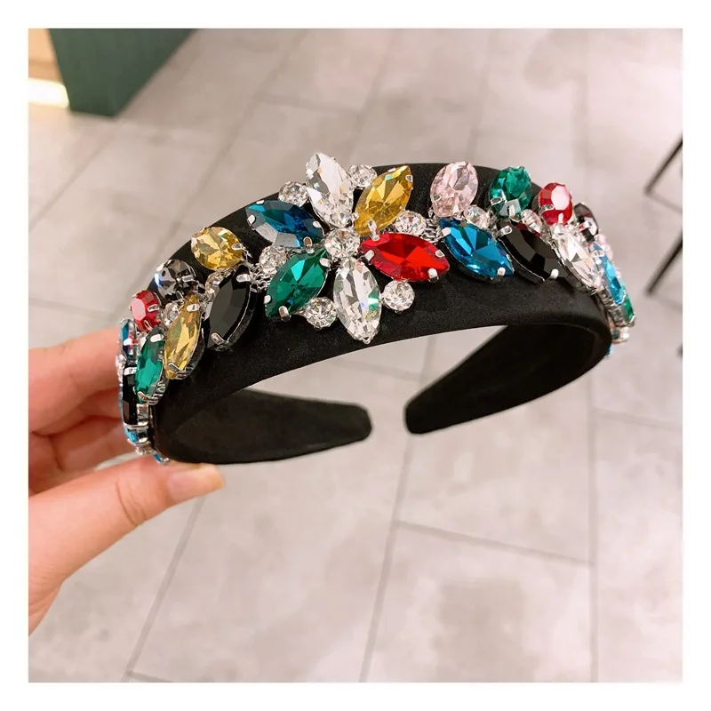 Барокко Цветной стеклянные стразы ободок на голову Для женщин Роскошные