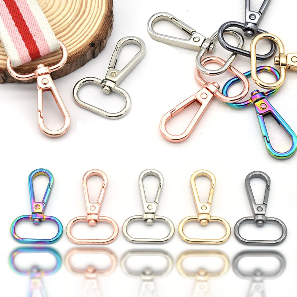 

Rainbow Swivel Snap 20/25mm Inner Oval Ring Lobster Clasp Claw for Strap Push Gate Lobster Clasps Hooks Fashion Clips 4pcs