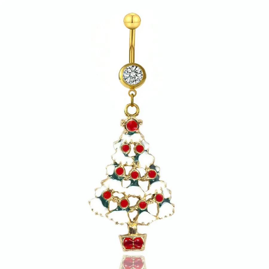 

20pcs/lot Trendy Colorful Christmas Tree Belly Ring Sexy Navel Bar Piercing Ombligo for Woman Gift