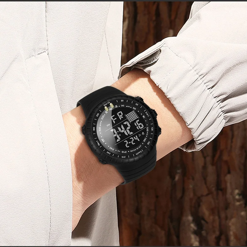 

Sport Watch Men Multifunction Waterproof Alarm Clock Back Light Wrist Watch Black Silicone LED Digital Watches Relogio Masculino