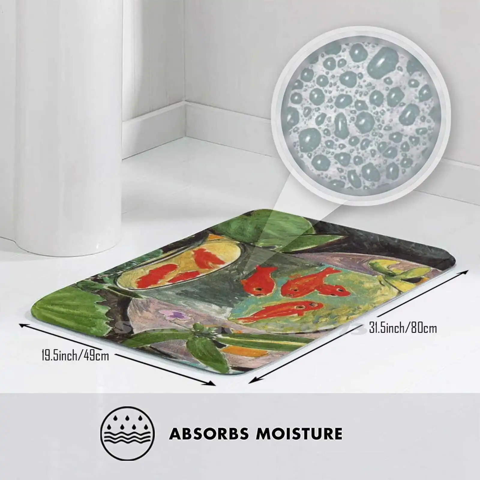 Мягкий Противоскользящий коврик с изображением золотых рыбок 1 шт. | Дом и сад