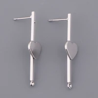 2pcs blank dangle earring accessory with love heart cabochon base trays for woman fashion earring diy