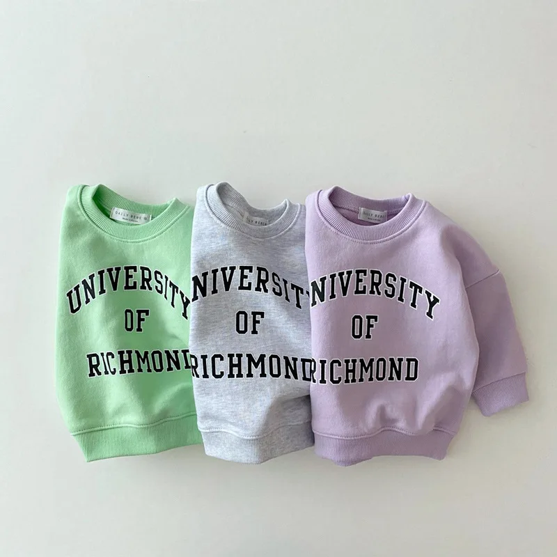 

2021 New Baby Boy Sweatshirts Autumn Long Sleeve Kids Hoodies Cotton Girls Letter Tops Toddler Children Pullover Sweatshirt 0-3Y