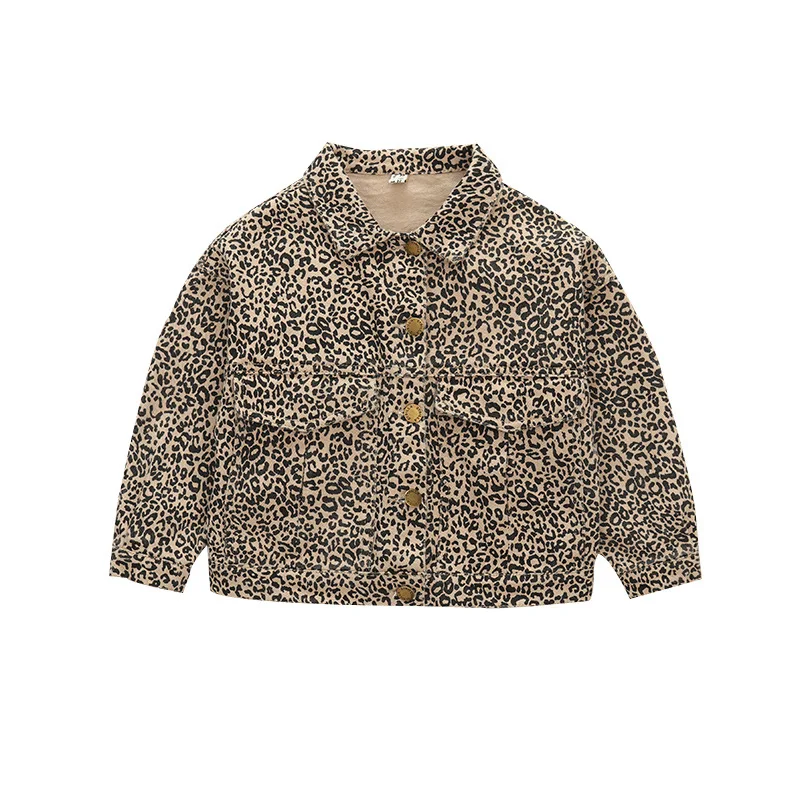 Leopard VearDoller/пальто с леопардовым принтом для девочек Новинка года, модный детский топ с длинными рукавами, осенняя джинсовая куртка с длинными рукавами для девочек от 3 до 12 лет - Цвет: Leopard