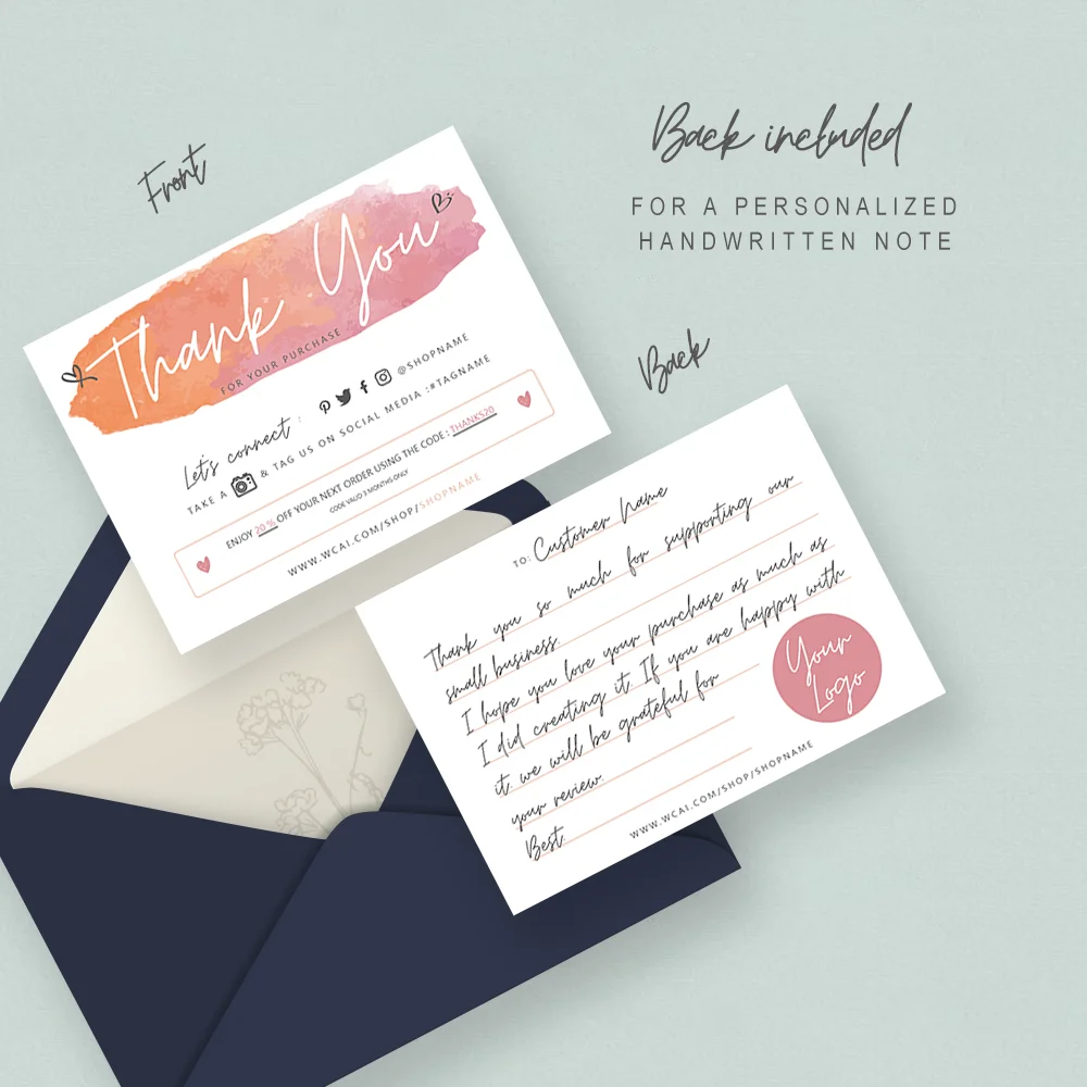 Редактируемый Спасибо за ваши покупки карты спасибо ваш заказ обратите внимание