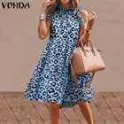 Женское мини-платье с леопардовым принтом, вечерний вечерние рафан без рукавов с оборками, Пляжное праздничное платье, 2021 VONDA Robe Femme