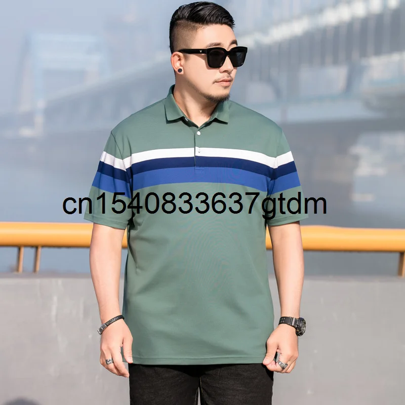 

2021 summer new men's fattening plus size short sleeve men's middle aged fat business casual Lapel short sleeve T-shirt