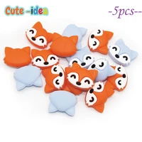 cute idea 5pcs baby animal silicone teethers fox beads baby teething product diy baby pacifier chains toy accessories bpa free