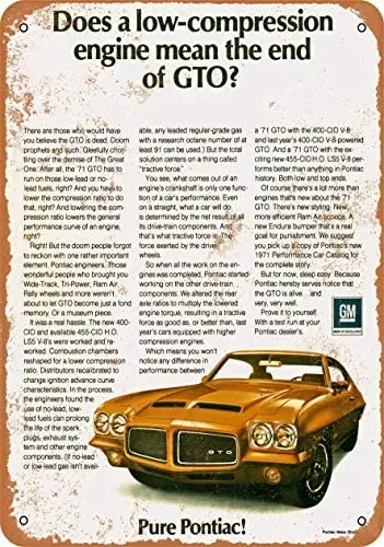 

12 x 16 inches Metal Vintage Funny Tin Sign 1971 GTO