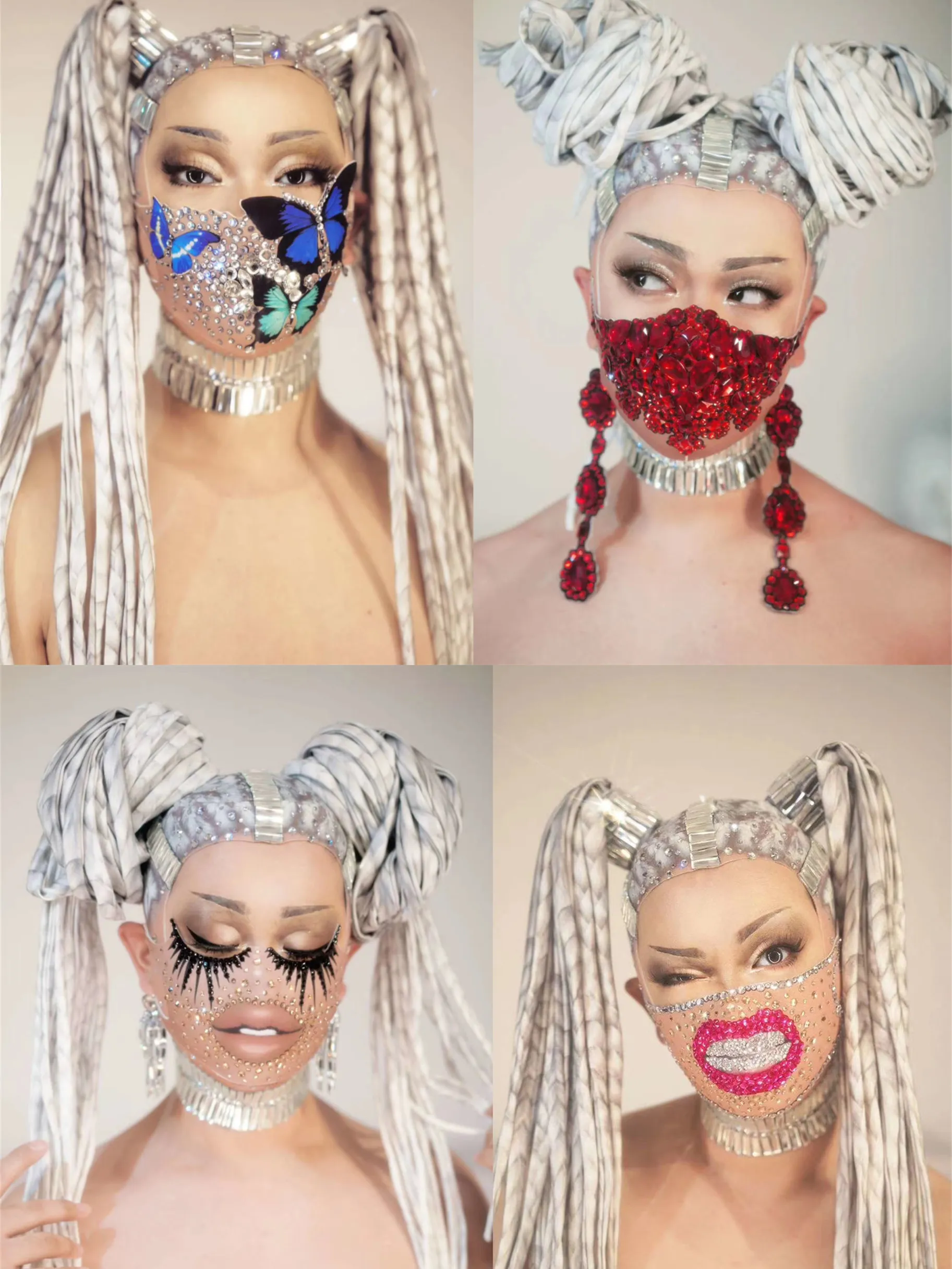 

Stunning Crystals Rhinestone Pearls Masks Singer Party Women Men Nightclub Prom Face Decoration Cosplay Dancer Stage Accessories