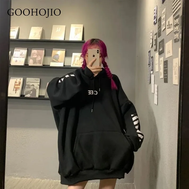 

GOOHOJIO 2021 New Autumn and Winter Loose Hoodies Women All-match Oversized Women Sweatshirts Fashionable Pullover for Women