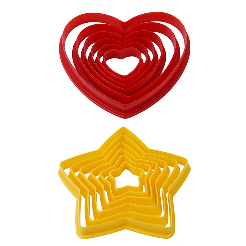 

6 PCs/ Set Star Heart Plastic Cake Moulds Cookie Cutter Biscuit Stamp Sugar Fondant Cake Decor Soap Mold Wedding Diy Decoration