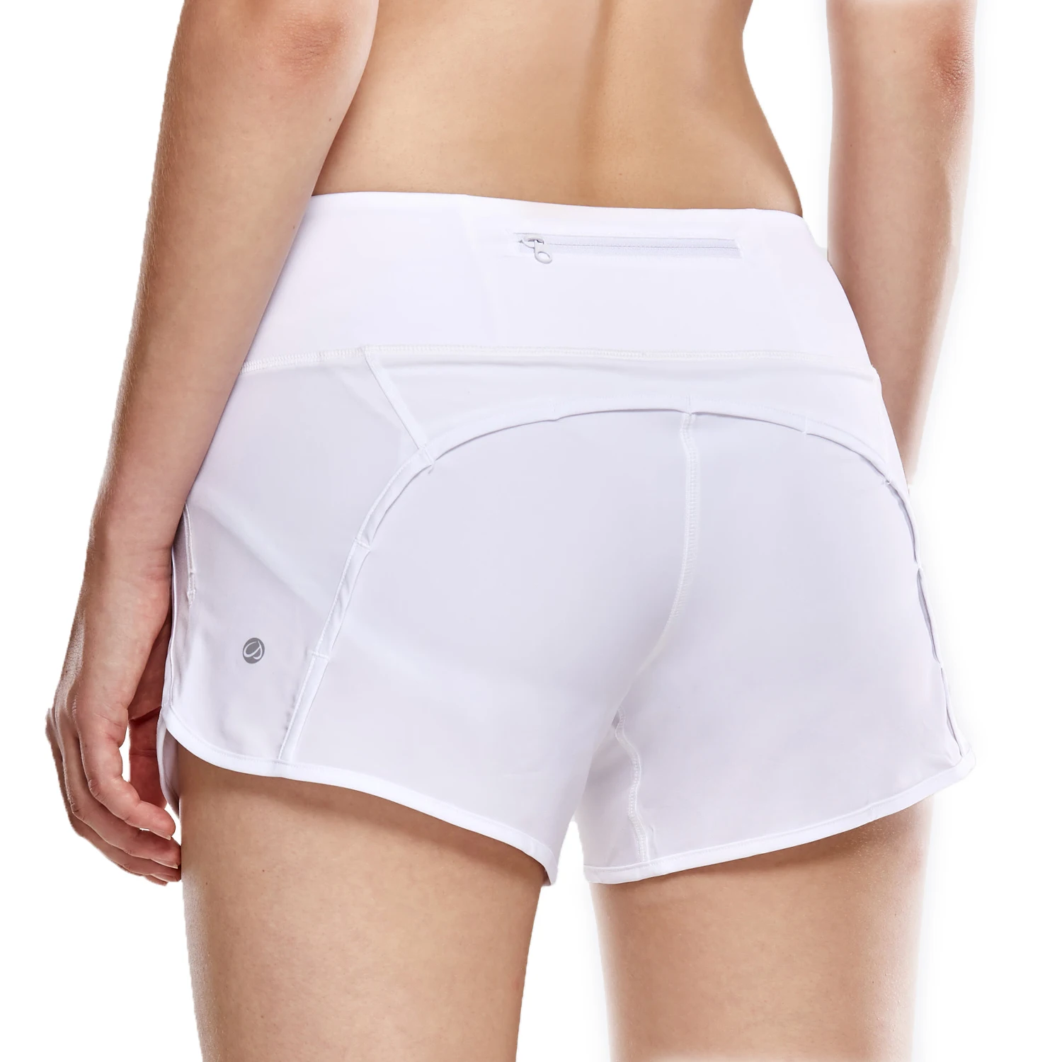 White02 SYROKAN женские спортивные шорты для тренировок и бега с карманом на молнии-4 дюйма - Цвет: White02