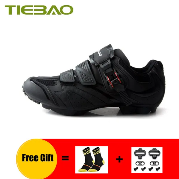 B shoes with cleats TIEBAO велосипедные кроссовки для мужчин и женщин sapatilha ciclismo mtb самозакрывающаяся обувь для горного велосипеда дышащие mtb Верховые туфли велосипедные - Цвет: B shoes with cleats